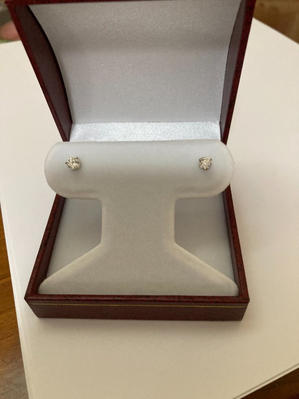 14K White Gold Diamond Stud Earrings Martini Settting .50 CTW Natural - Picture 2 of 7